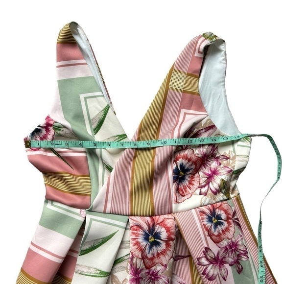 NWT ASOS DESIGN floral check midi dress fit flare sleeveless scuba knit 8 slit - Picture 11 of 11